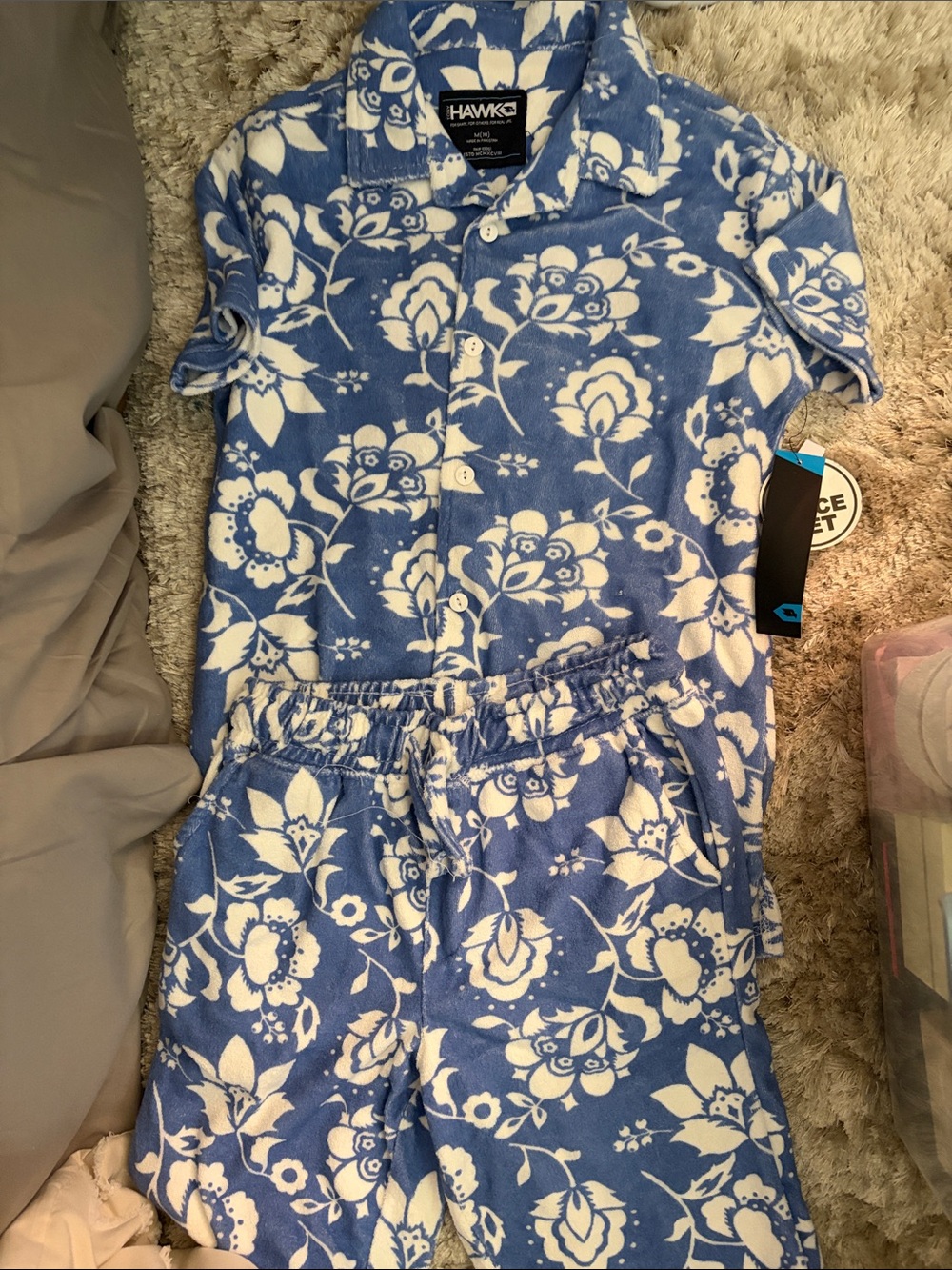 Tony Hawk Blue & White Floral Kids Matching Shorts Set